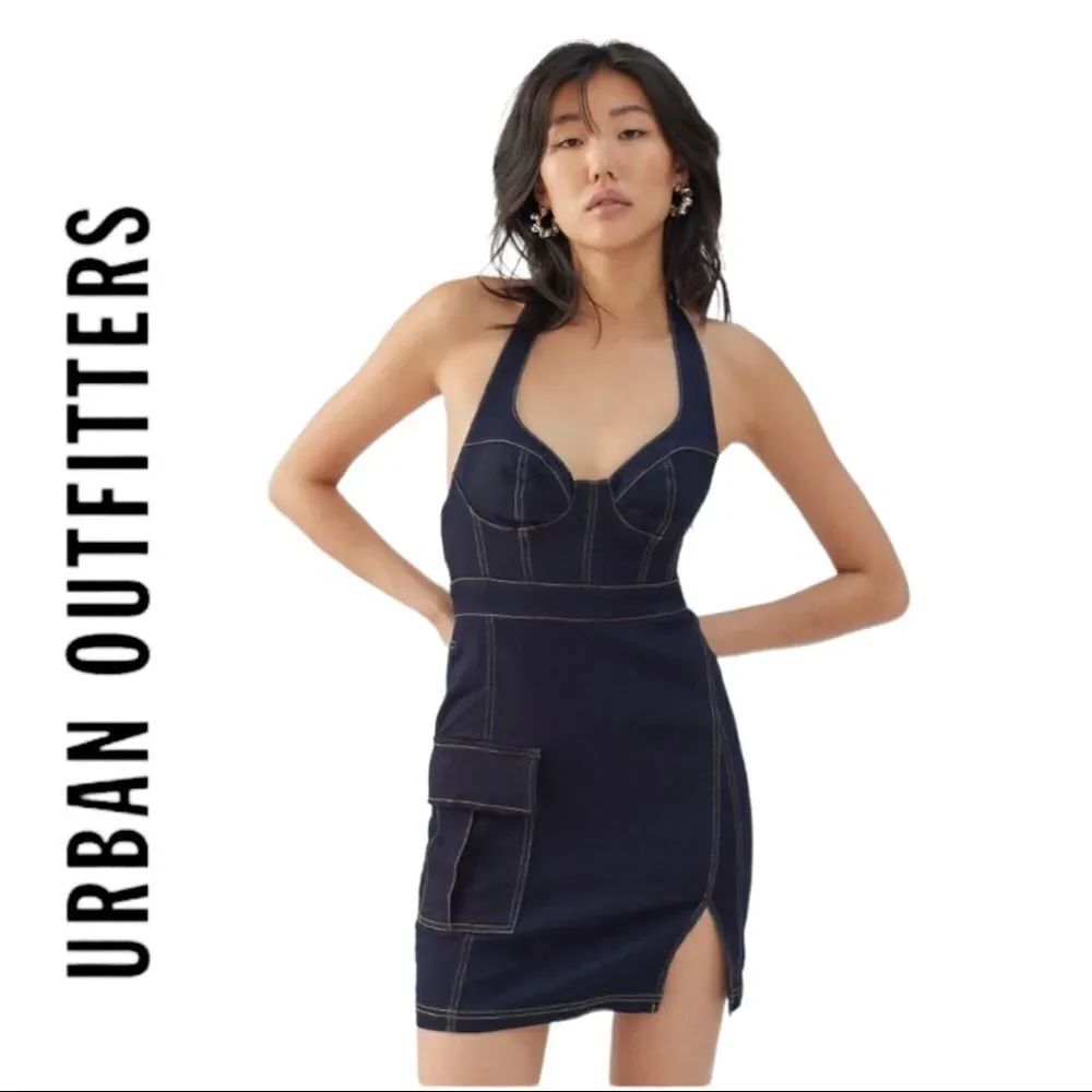 NEW Urban Outfitters UO Jenny Denim Denim Bustier Mini Dress S M L